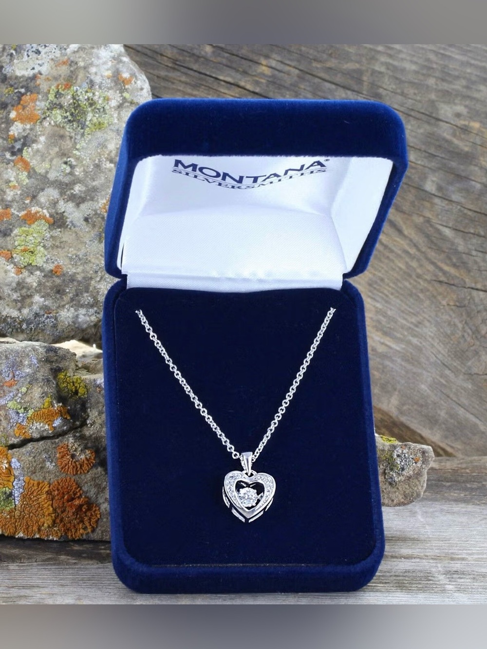 Montana Silversmiths Let’s Dance Dancing CZ Silver Toned Metal Heart Necklace